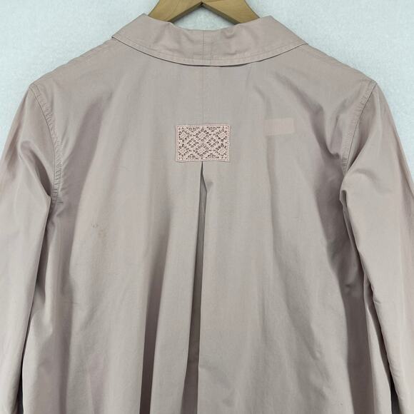 J.JILL Top ST Tall Tunic Button Front Shirt Cotton Woven Crochet Purple HK VTG - Picture 8 of 13